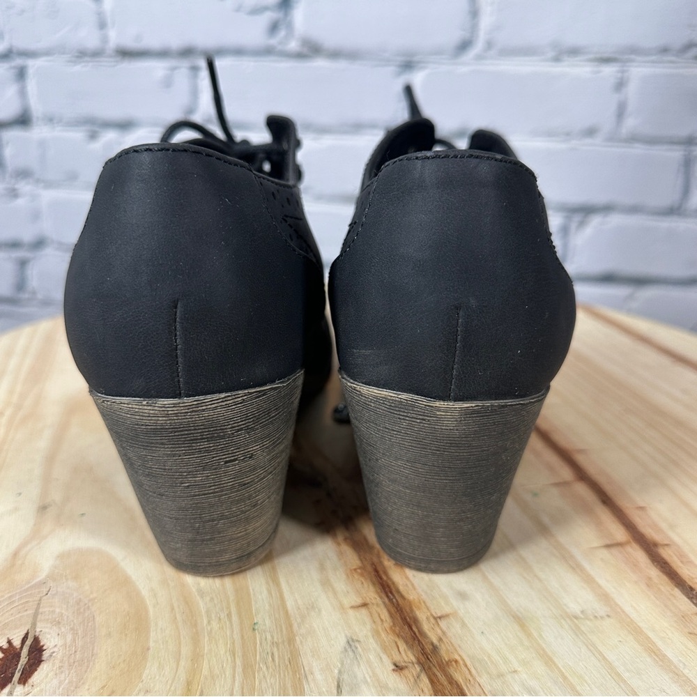 Rocket Dog Selina Chunky Heel Oxford Shoes Black Booties Lace Up Women’s Size 9 - Picture 8 of 12
